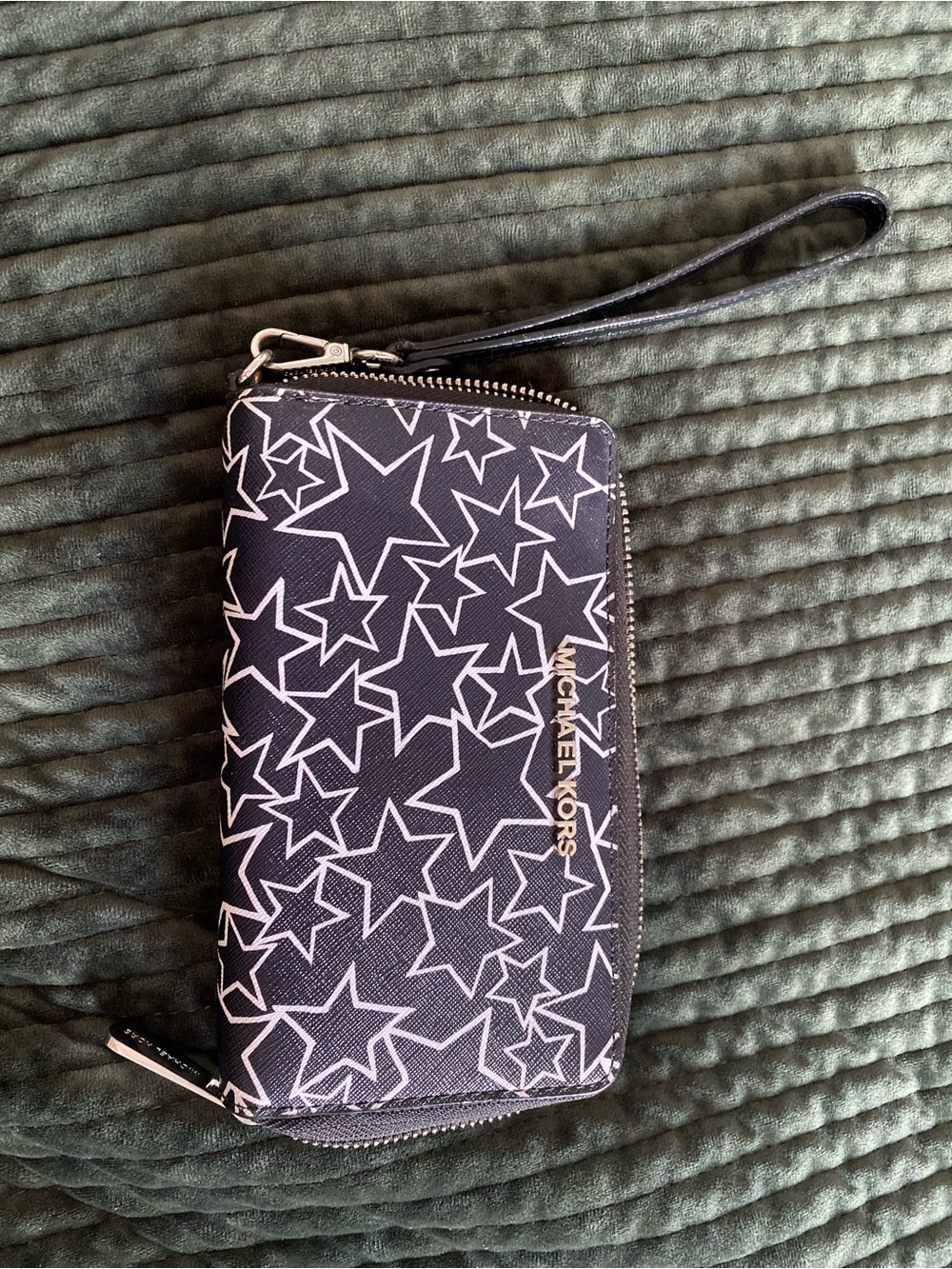 Michael Kors Black Star-Print Zip Wristlet